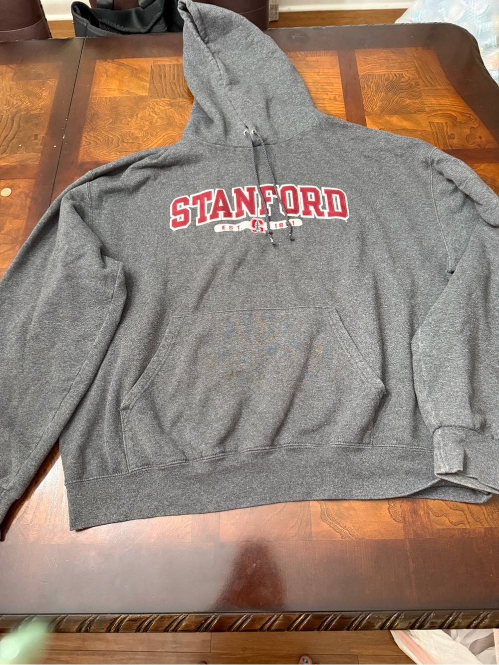 Champion Gray Stanford Hoodie with Red Logo